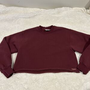 Aritzia‎ Sweatfleece Cozy Fleece Maroon Cropped Sweatshit Sz S